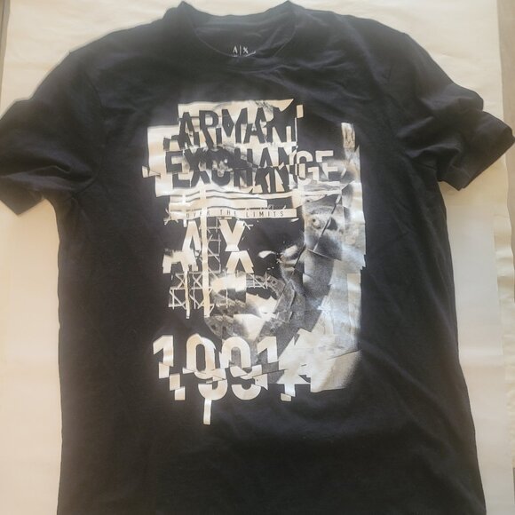 Armani Exchange Graphic T-shirt Black White Size Small Soft Tee Great Design - Picture 1 of 4